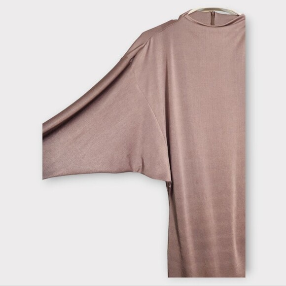 Zara Voluminous Satin Effects Long Sleeve Dress in Mauve S - Picture 5 of 7